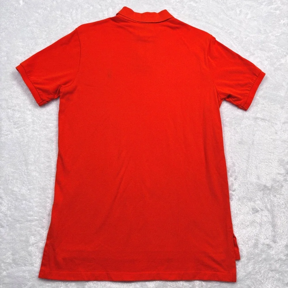 Polo Ralph Lauren Polo Shirt Men L (FIT M) Orange CUSTOM LONG Green Pony Preppy